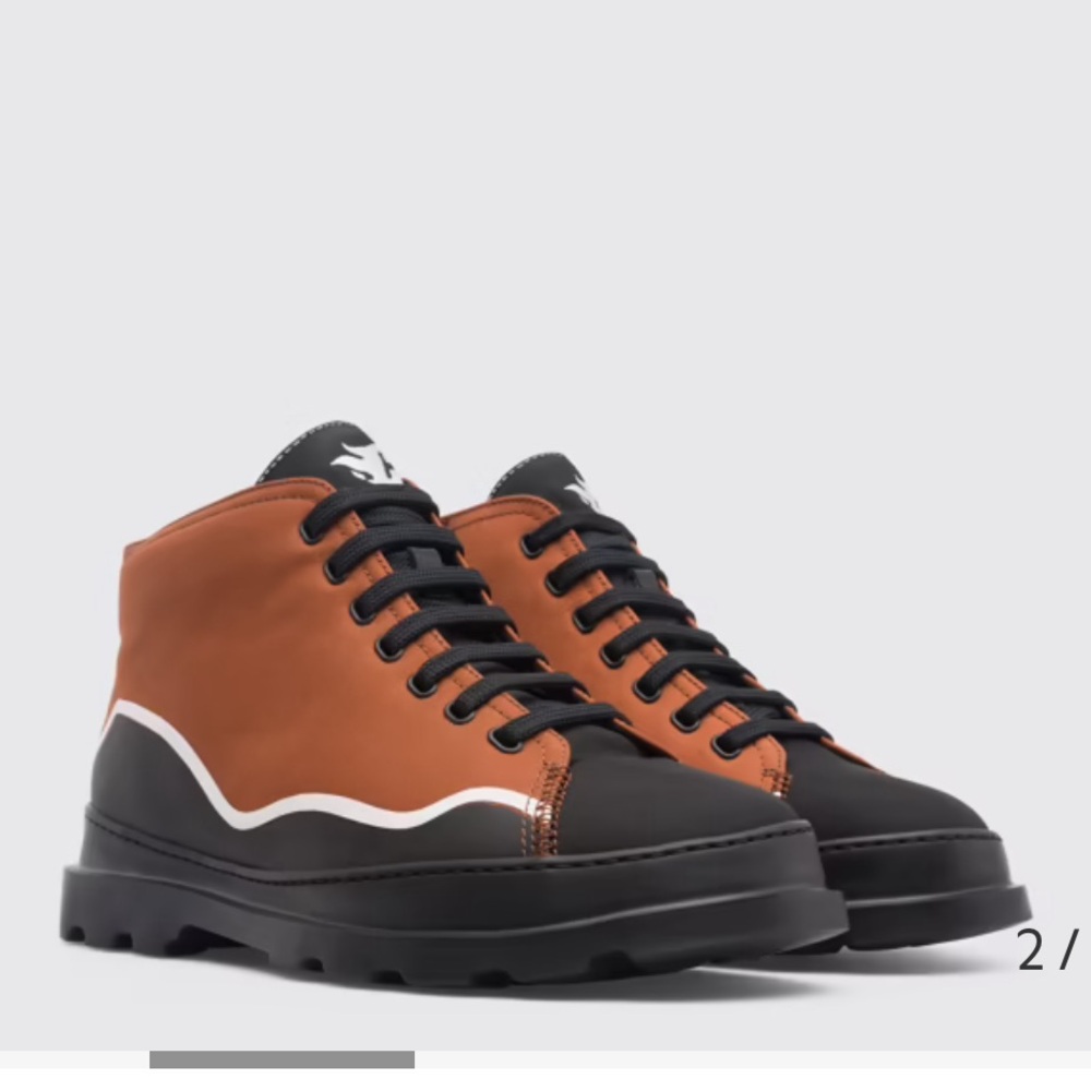 Camper TWINS Brutus orange and black ankle boot size 44